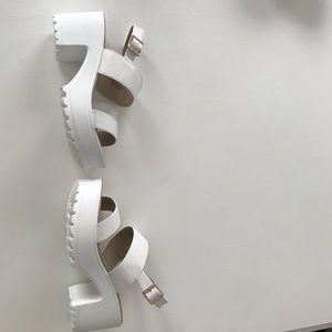 White buckle sandals